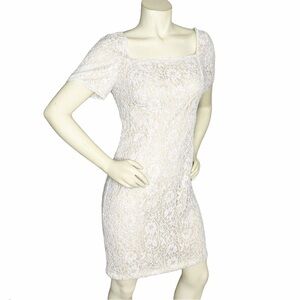 VTG OLEG CASSINI Beaded Sequin BLACK TIE DRESS WHITE SIZE 10